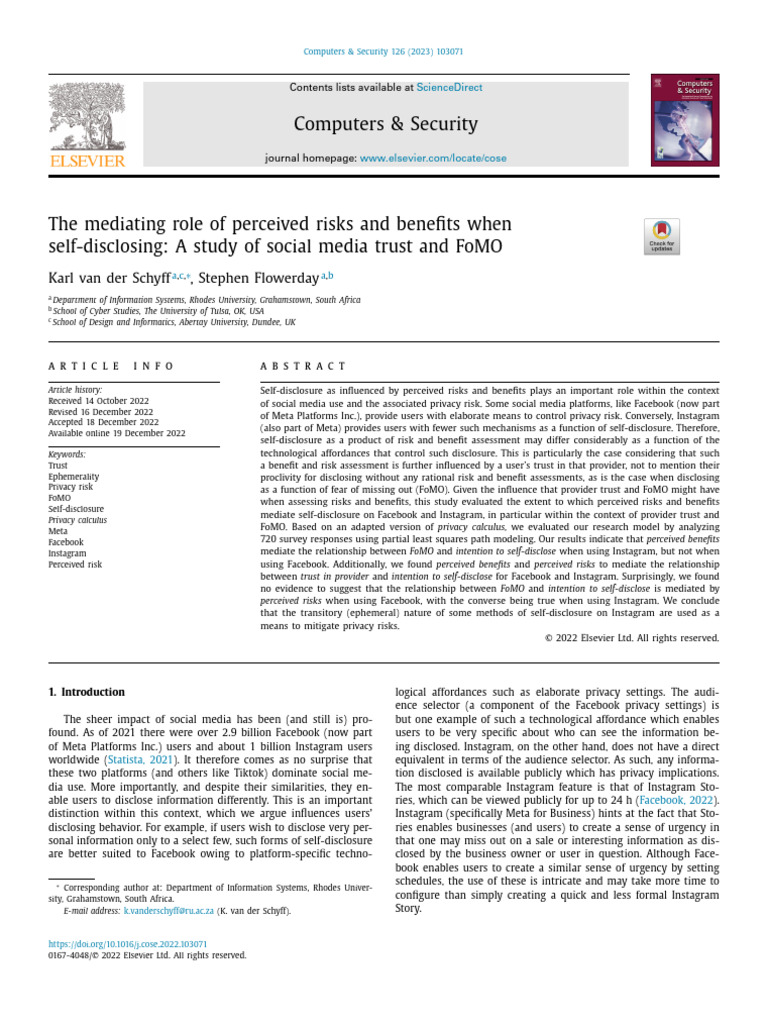Photo inspiration: Picture Idea: Social Media Trust Risks Benefits Fomo Pdf Privacy