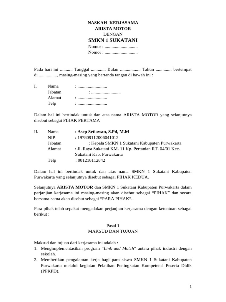 DRAFT MOU ARISTA | PDF