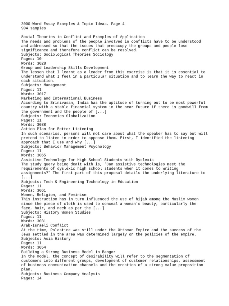 3000-Word Essay Topics & Examples | PDF | Marketing | Marketing ...