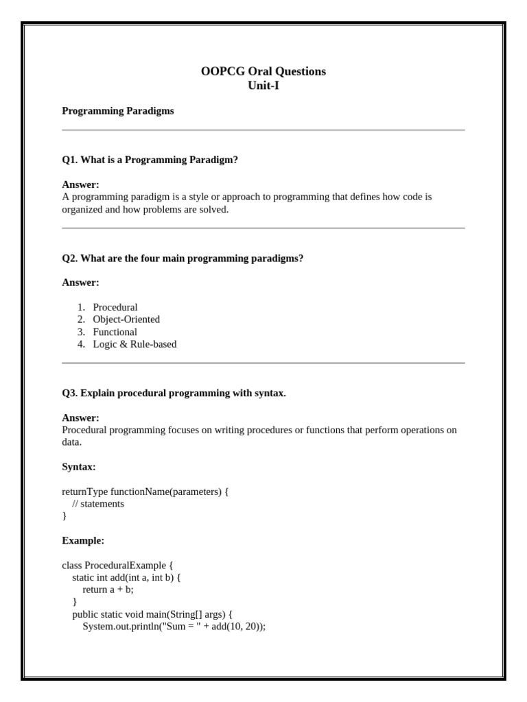 OOPCG Programming Paradigms Overview | PDF | Method (Computer ...