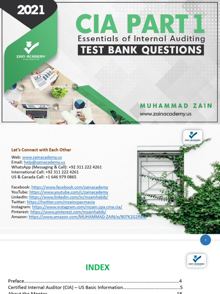 CIA Test Bank Questions 2021 Guide | PDF | Internal Audit | Audit