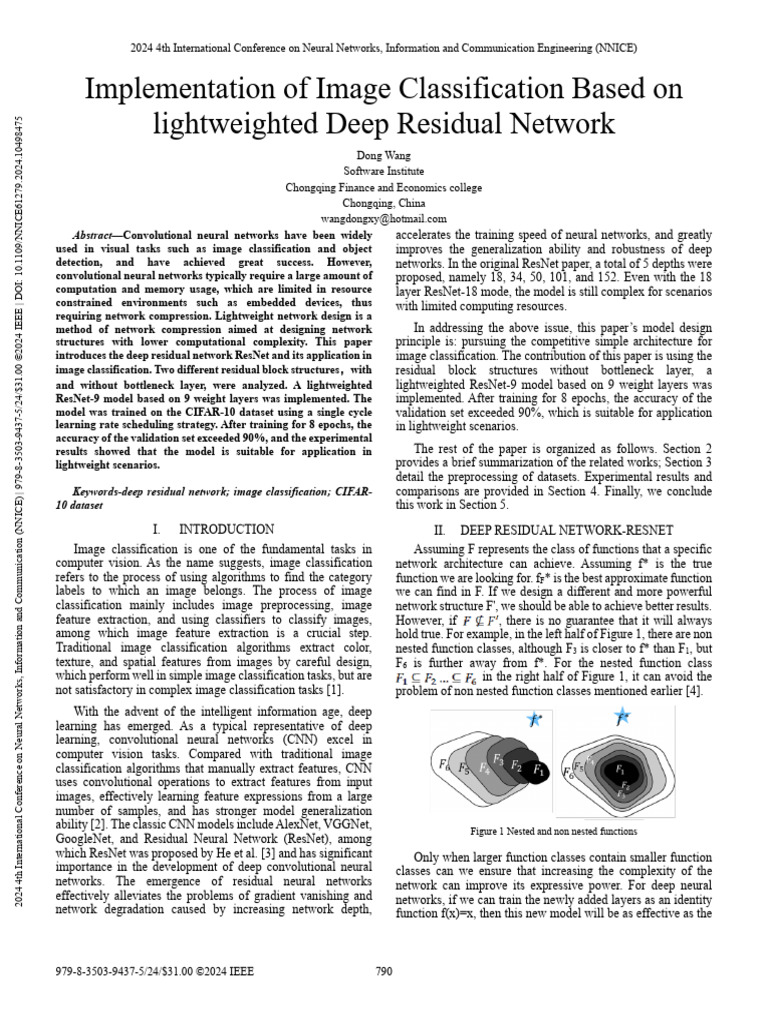 Lightweight ResNet-9 for Image Classification | PDF | Applied ...