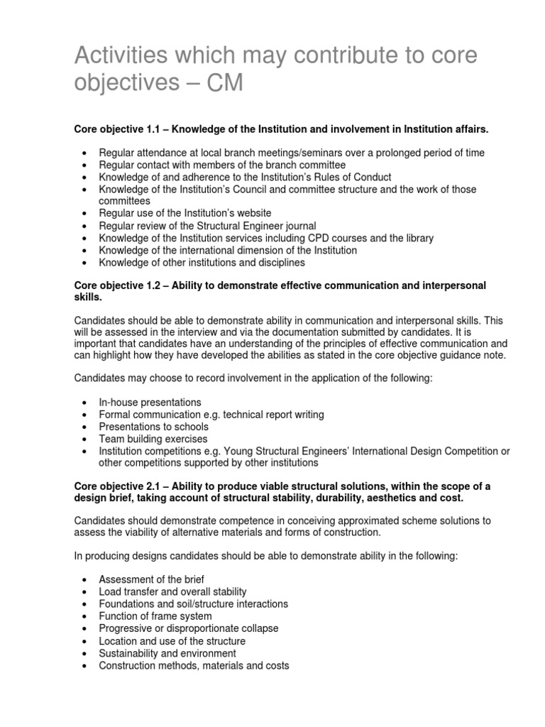 Core Objectives for Structural Engineering Candidates | PDF ...