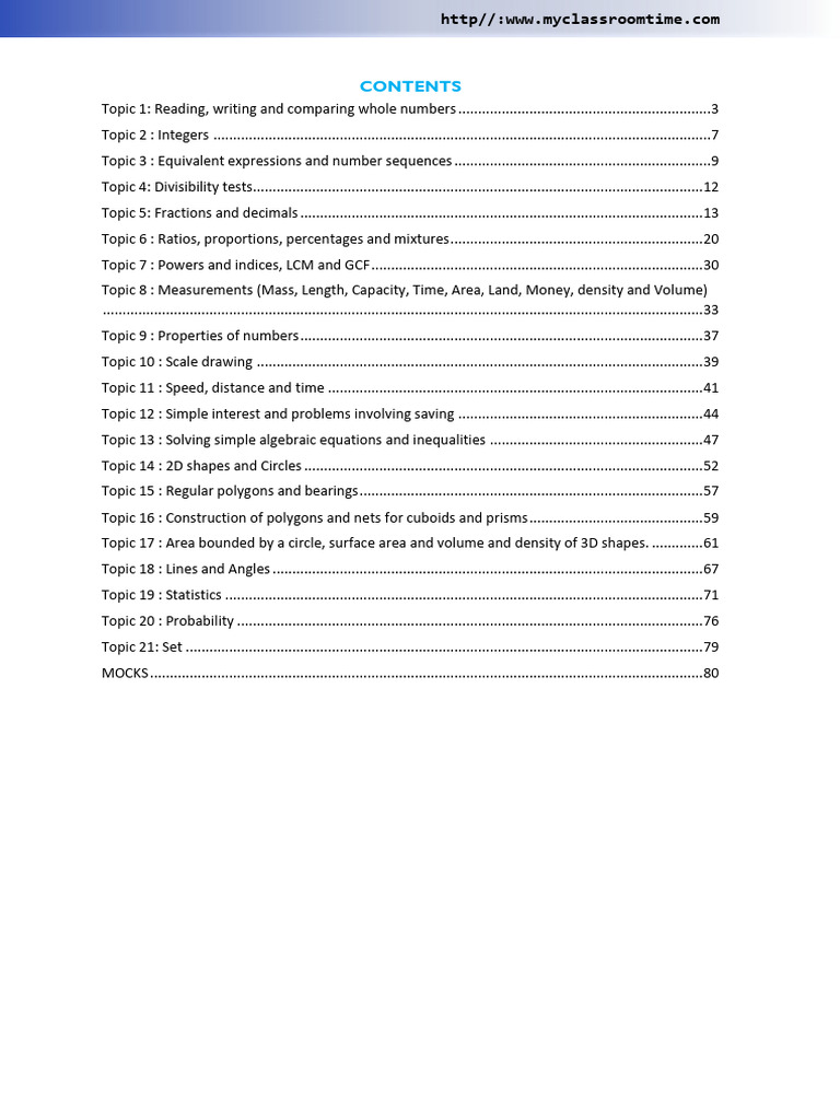 P6 Maths Workbook: Key Topics & Exercises | PDF | Area | Numbers