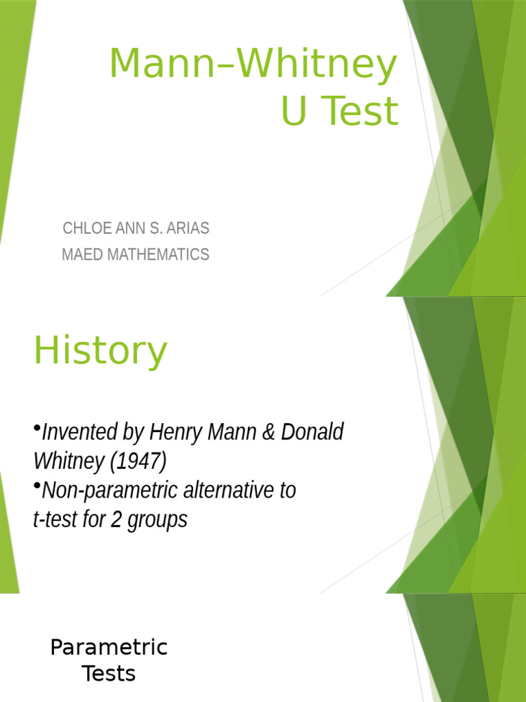 Mann-Whitney U Test - ARIAS | PDF | P Value | Mann–Whitney U Test