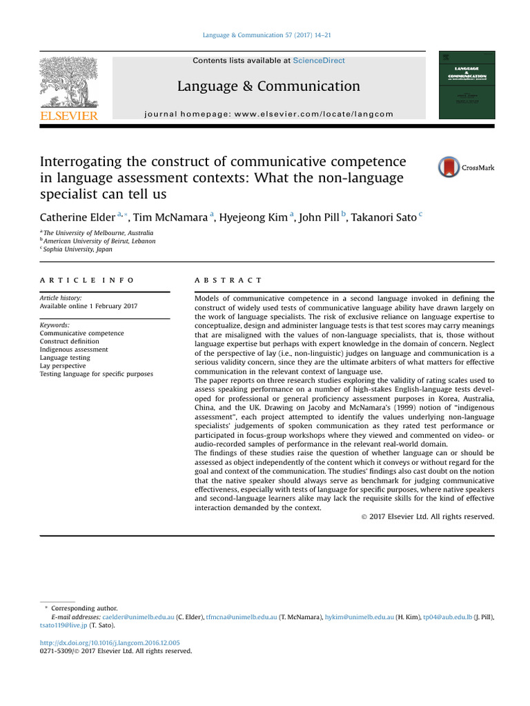 Language & Communication: Catherine Elder, Tim Mcnamara, Hyejeong Kim ...