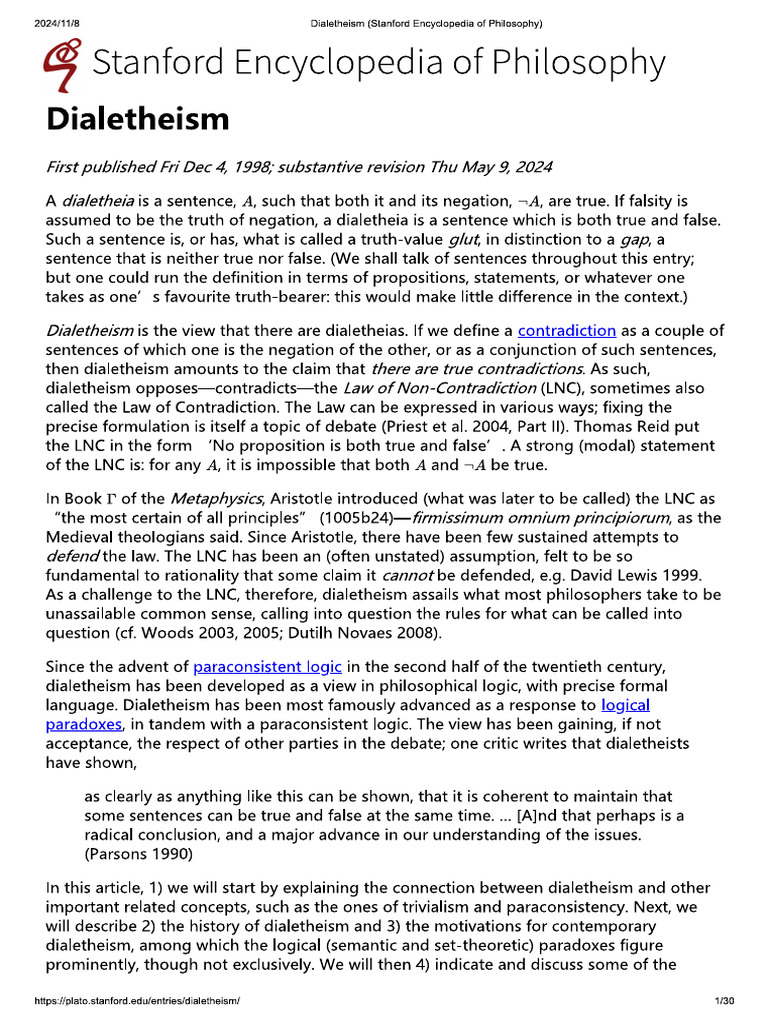 Dialetheism | PDF