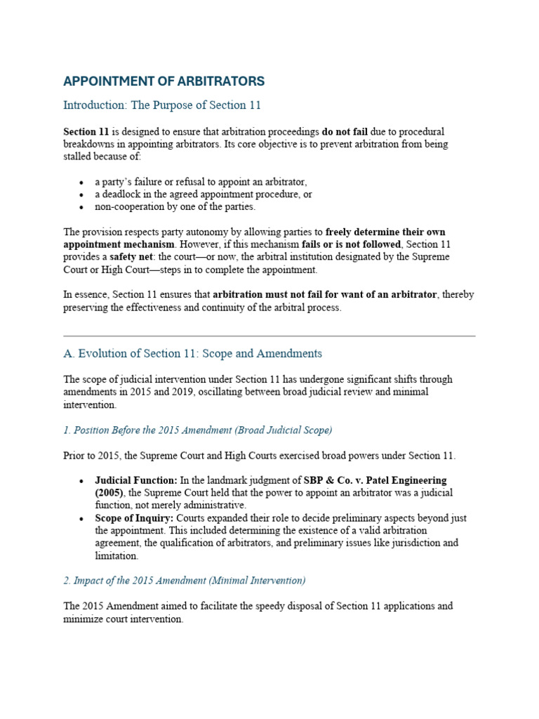 Understanding Section 11: Arbitrator Appointment | PDF | Arbitration ...
