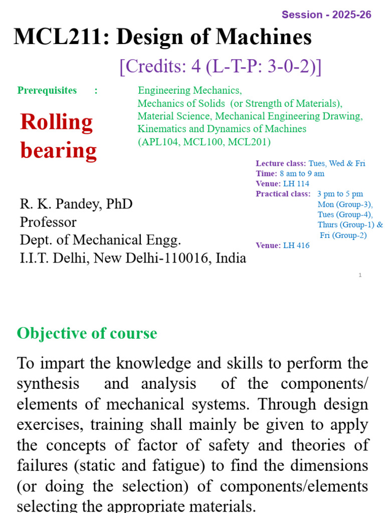 Machine Design Course Overview at IIT Delhi | PDF | Bearing (Mechanical ...