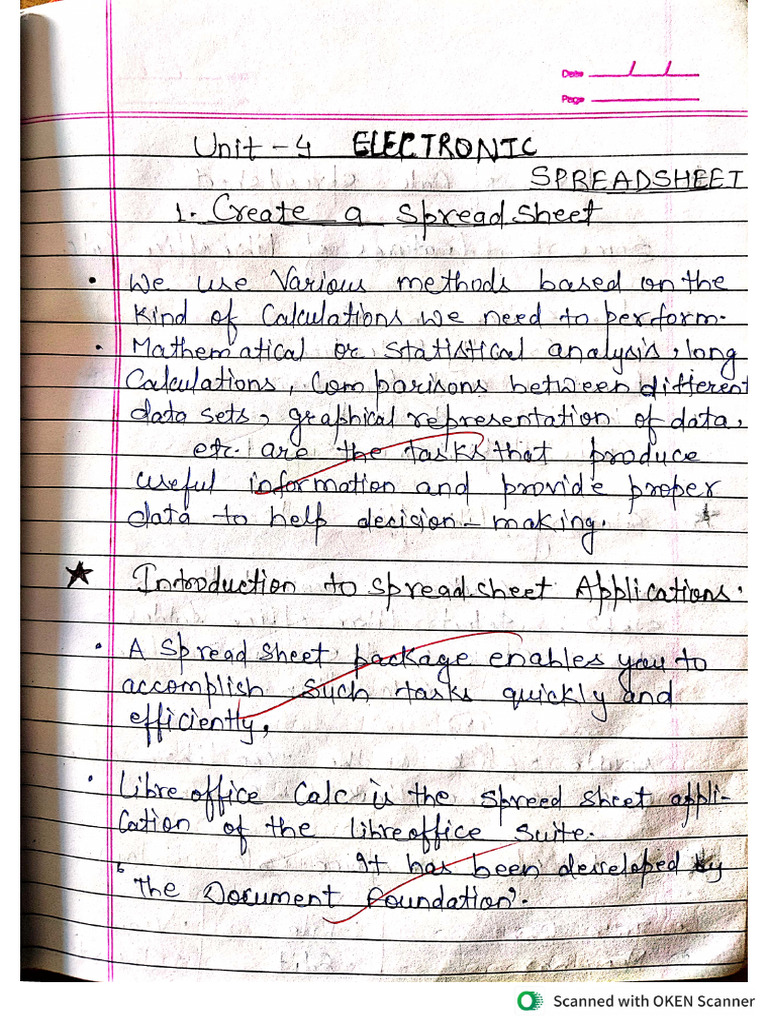 Chapter 4 B Electronic Spreadsheet Class 9 | PDF