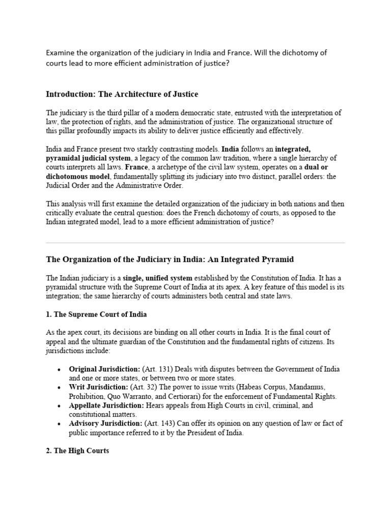 Judiciary Structures in India and France | PDF | Supreme Courts ...