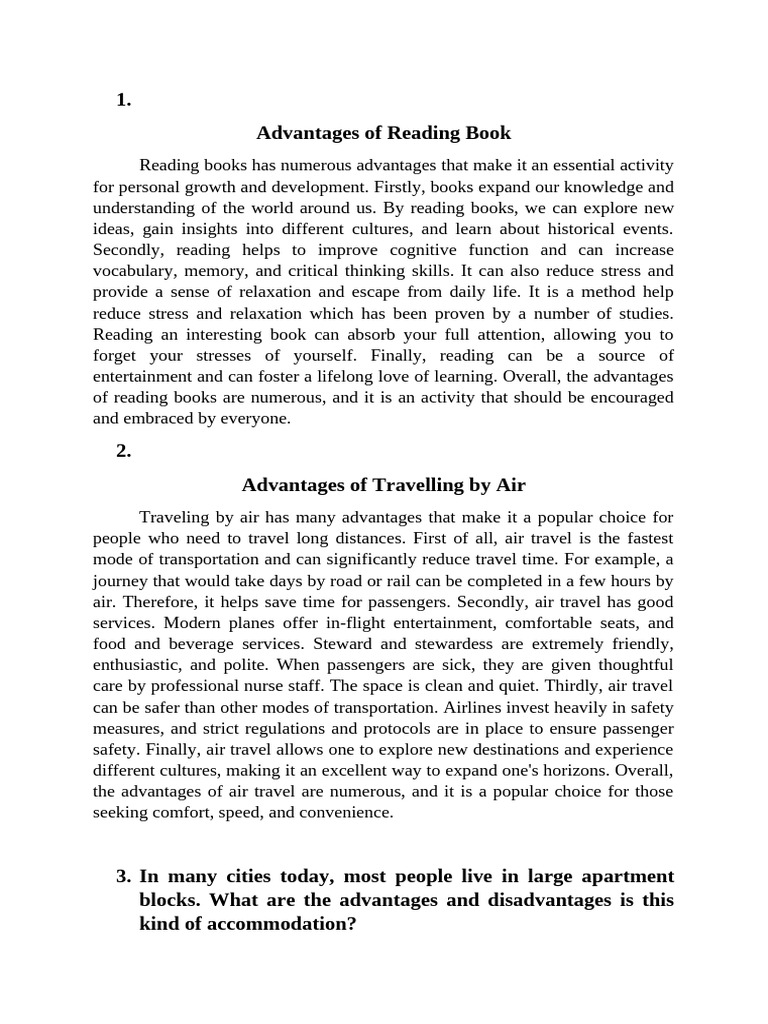 Advantages of Reading Book | PDF | Apartment
