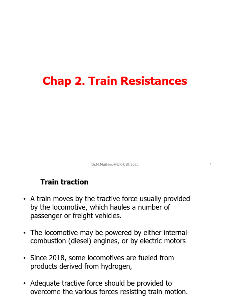 Train Resistance Factors and Dynamics | PDF | Train | Force