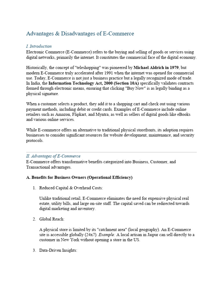 E-Commerce: Pros and Cons Explained | PDF | E Commerce | Computer Security
