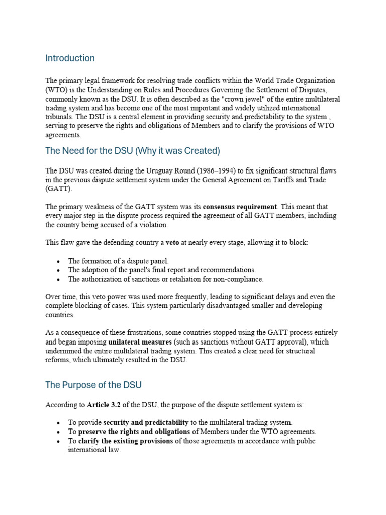 Dsu | PDF | International Relations | International Trade