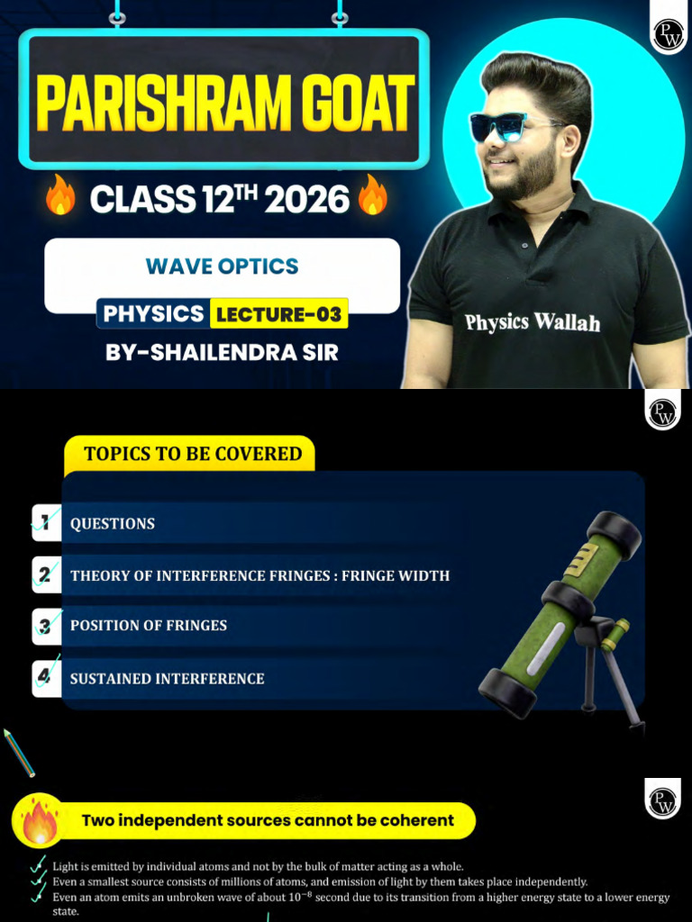 Wave Optics 03 Class Notes | PDF