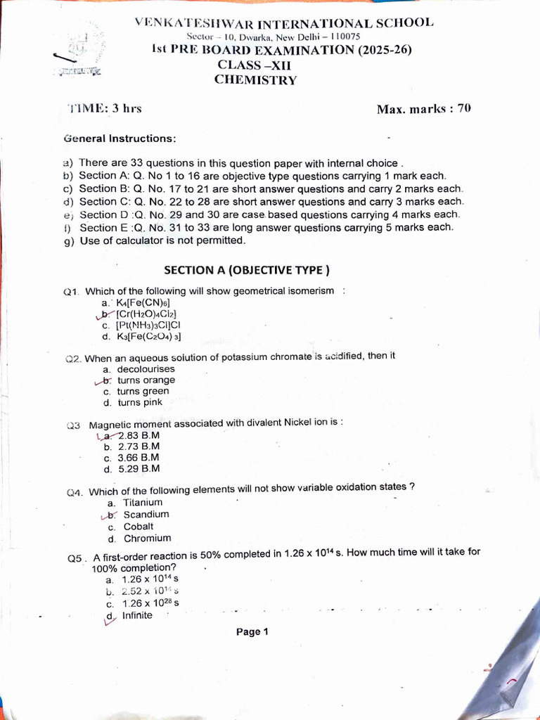 Chem PB1 With Answerkey | PDF