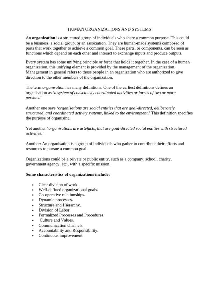 Understanding Human Organizations and Systems | PDF | Organizational ...