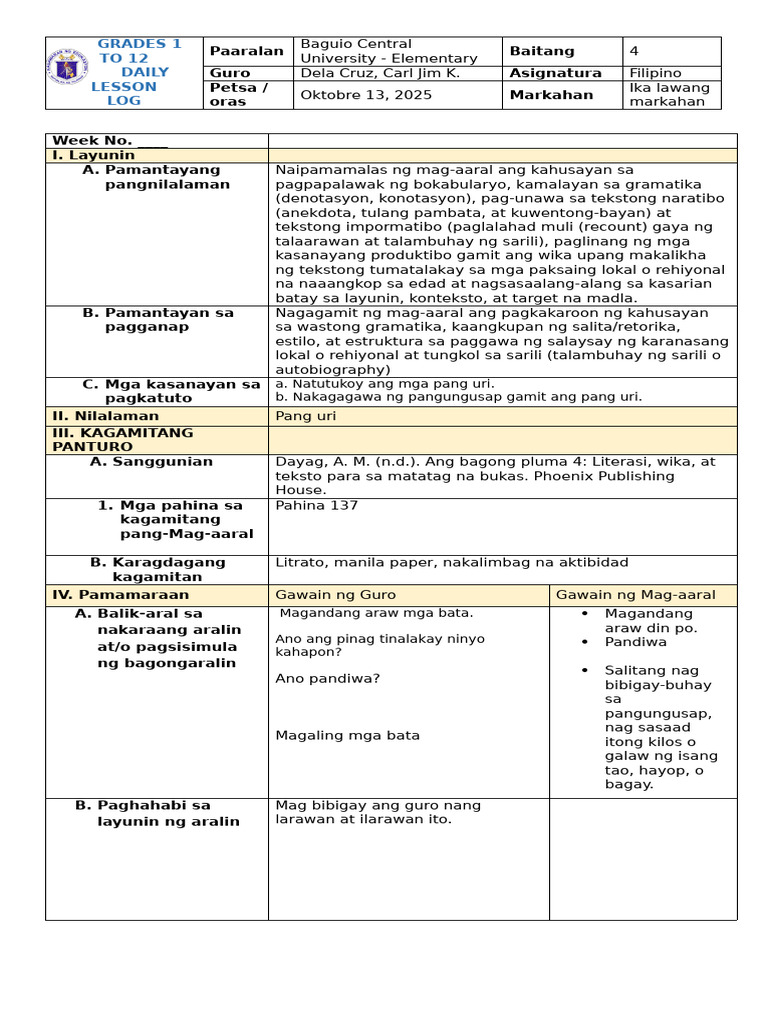 LP Filipino 4 1 | PDF