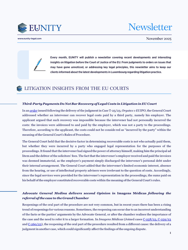 EU Court Litigation Insights Newsletter | PDF | European Court Of ...