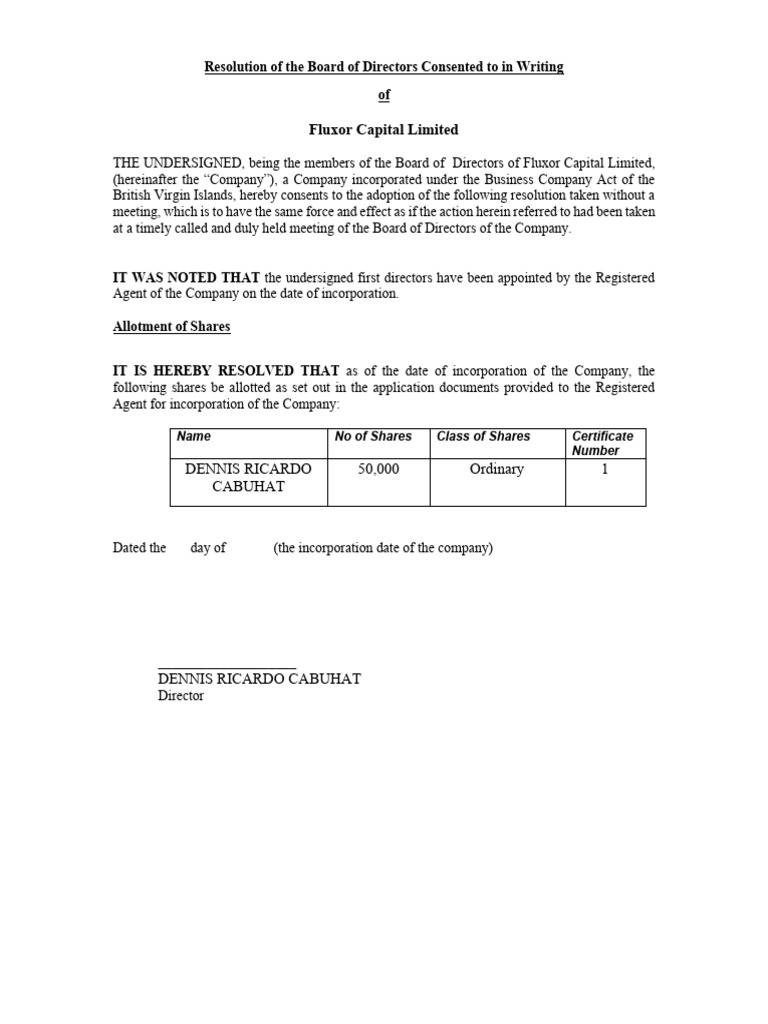 Board Resolution for Share Allotment | PDF