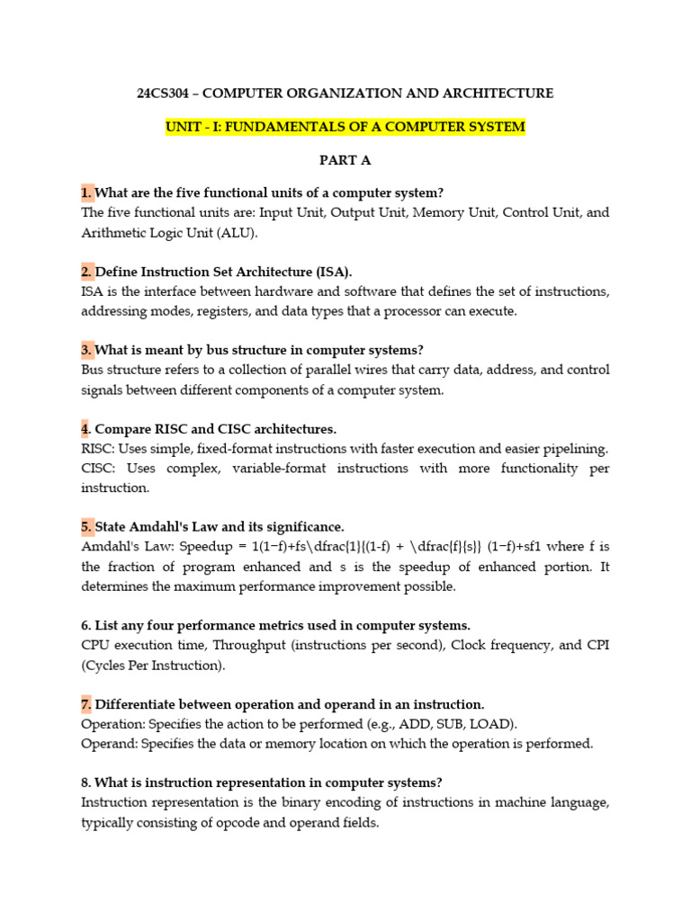 Computer Organization Fundamentals | PDF | Central Processing Unit ...