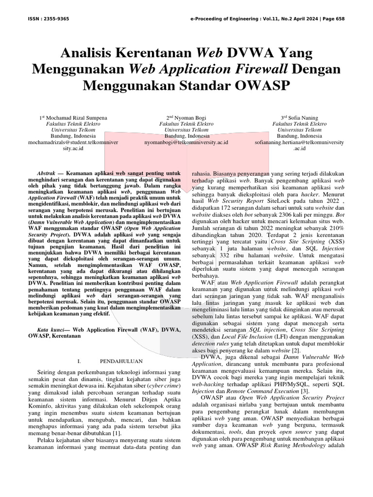 Analisis WAF pada DVWA Berdasarkan OWASP | PDF