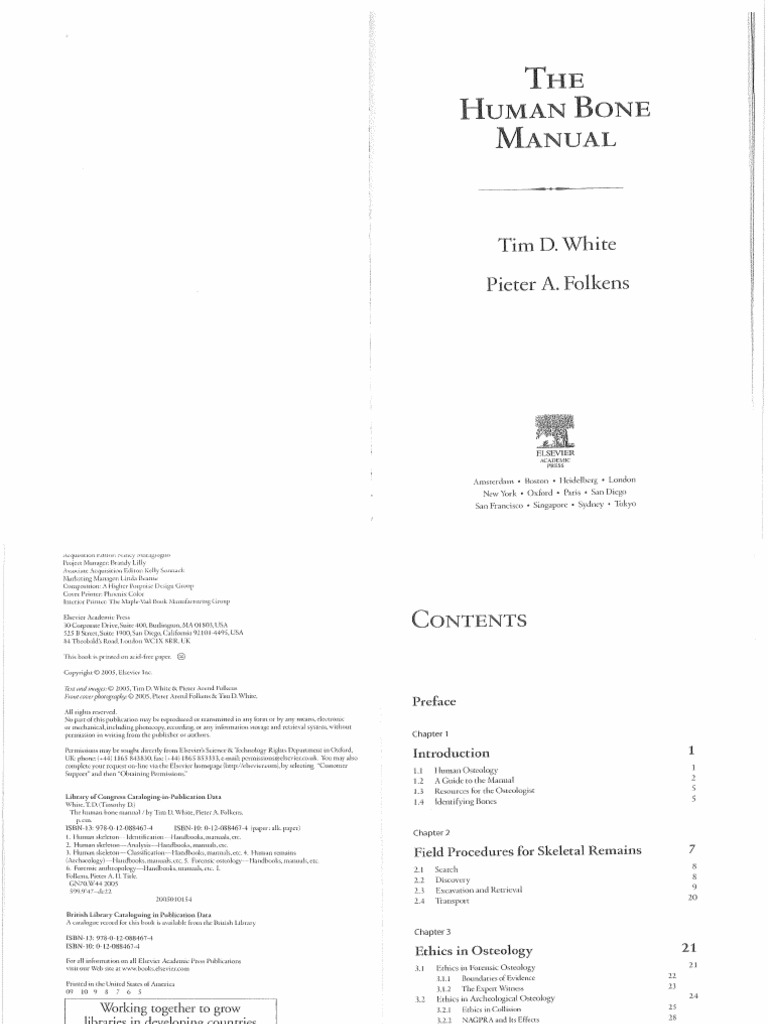 White y Folkens (2005) The Human Bone Manual. Tomo II | PDF