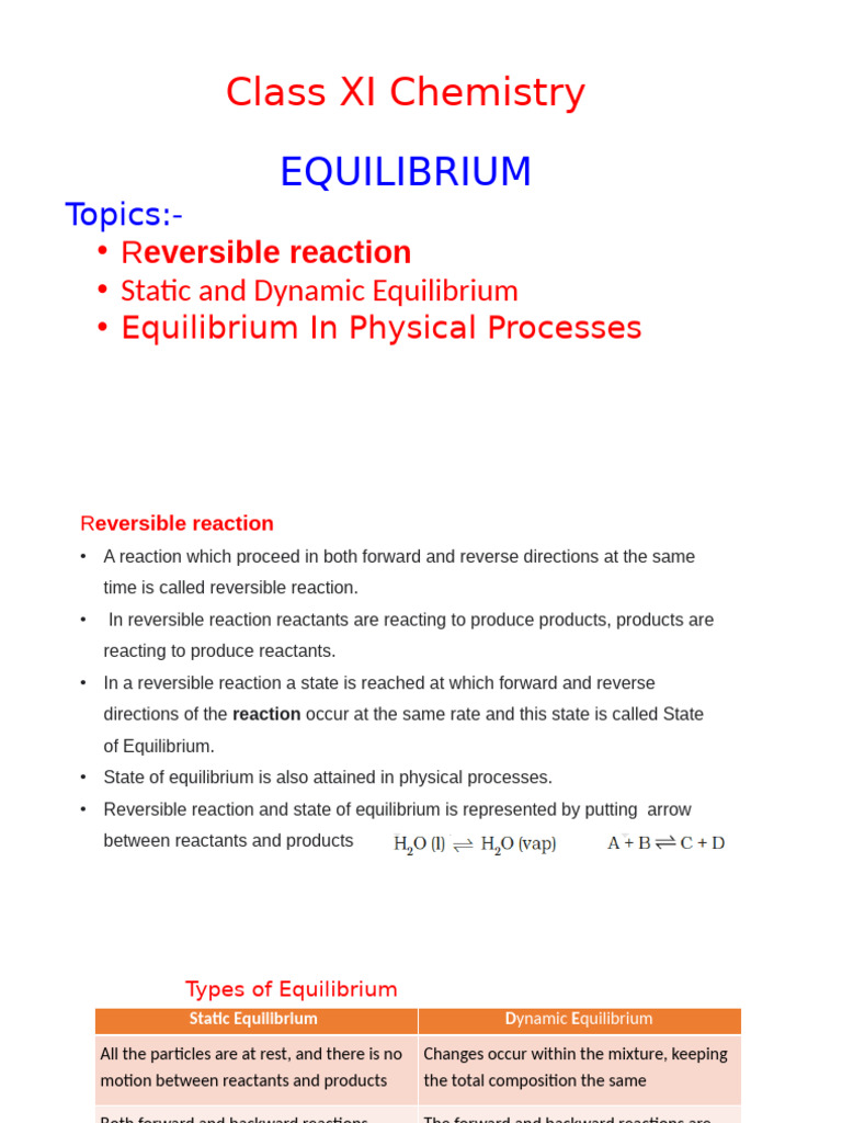 Class 11 Chapter 7 Equilibrium | PDF | Chemical Equilibrium | Solubility
