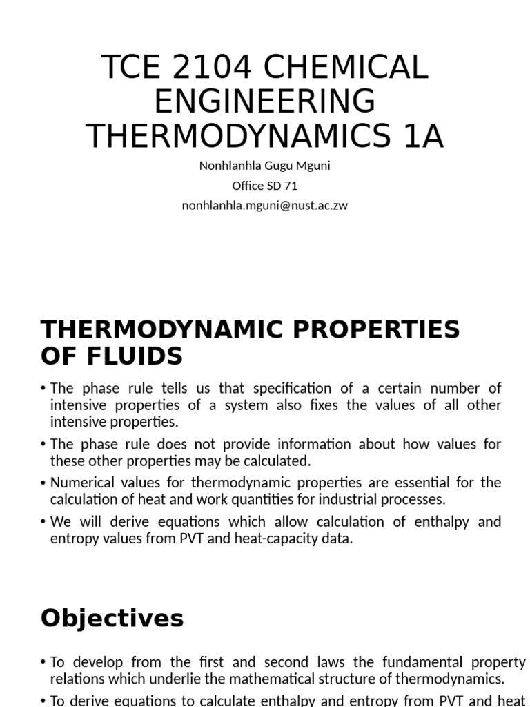 Thermodynamic Properties of Fluids | PDF | Steam | Enthalpy