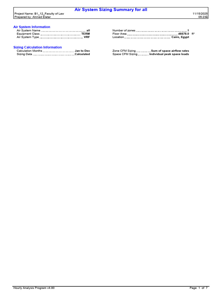 Air System Sizing for Faculty of Law | PDF | Ventilation (Architecture ...