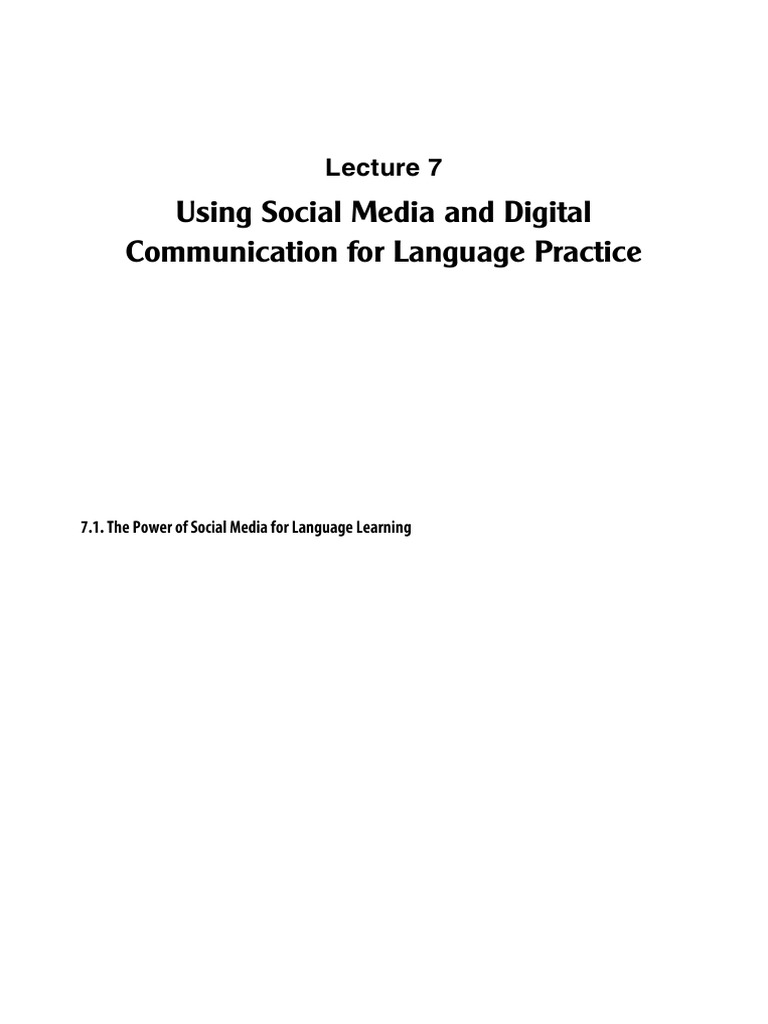 Lecture 7 - Digital Literacy For Language Learners | PDF | Learning ...