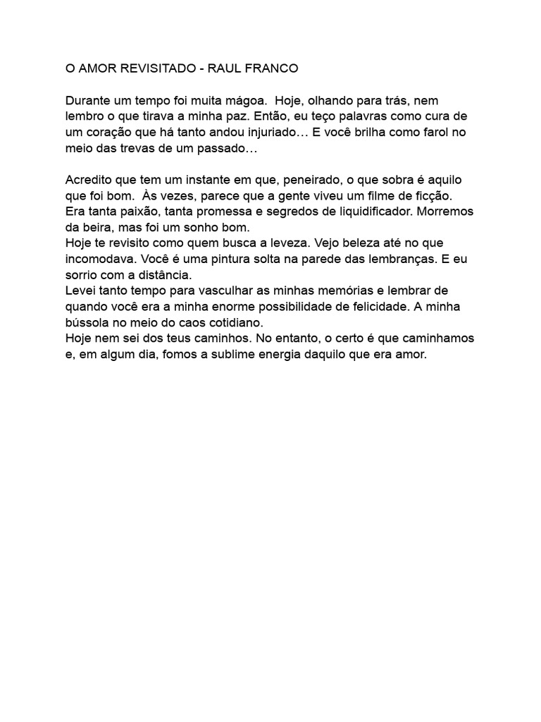 Reflexões sobre o Amor e Memórias | PDF