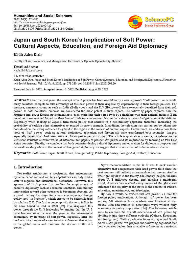 Japan and South Korea's Soft Power Strategies | PDF | Soft Power | Aids