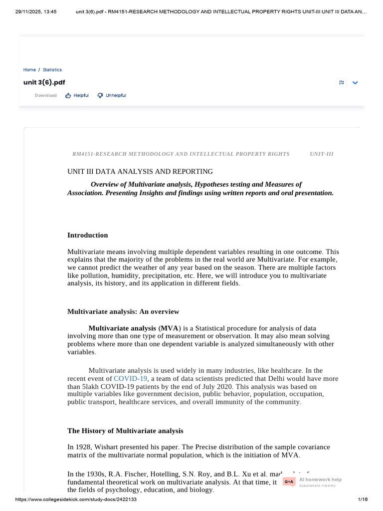 Unit 3 Full Topic | PDF | Hypothesis | Null Hypothesis
