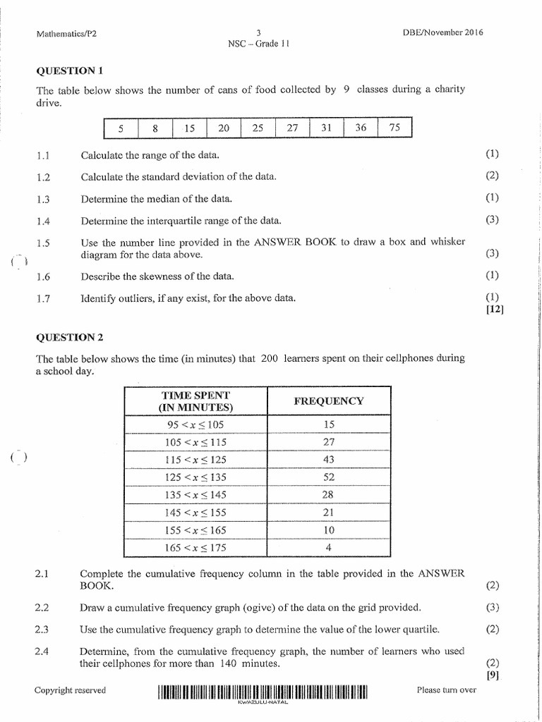 DBE November 2016 Paper 2 Questions and Memo | PDF