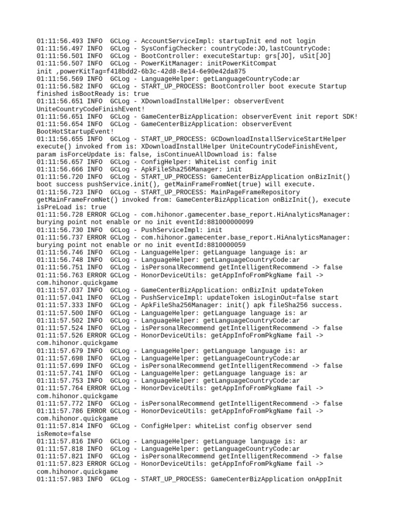 Game Center Startup Log Analysis | PDF | Computing | Networking Standards