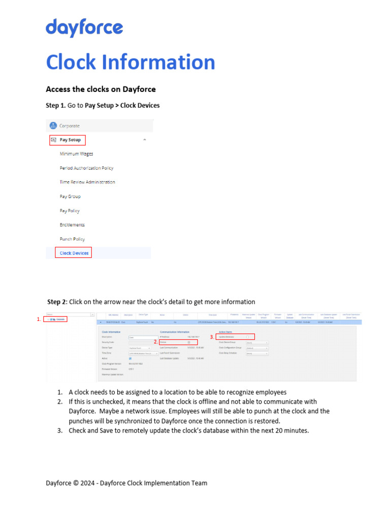 Dayforce Clock Setup and Management Guide | PDF