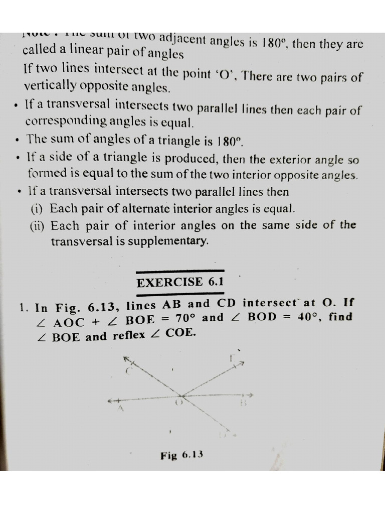 9th-Maths - Lines and Angles - Exercise Problems. | PDF
