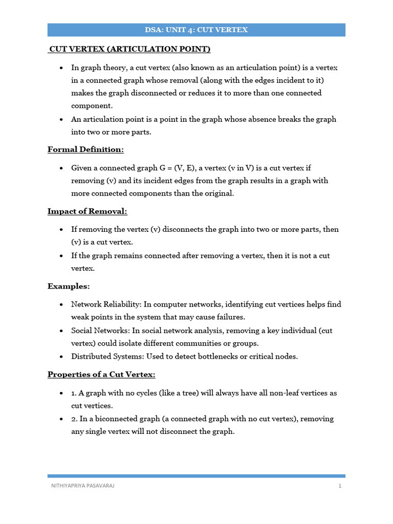 Understanding Cut Vertices in Graphs | PDF | Vertex (Graph Theory ...