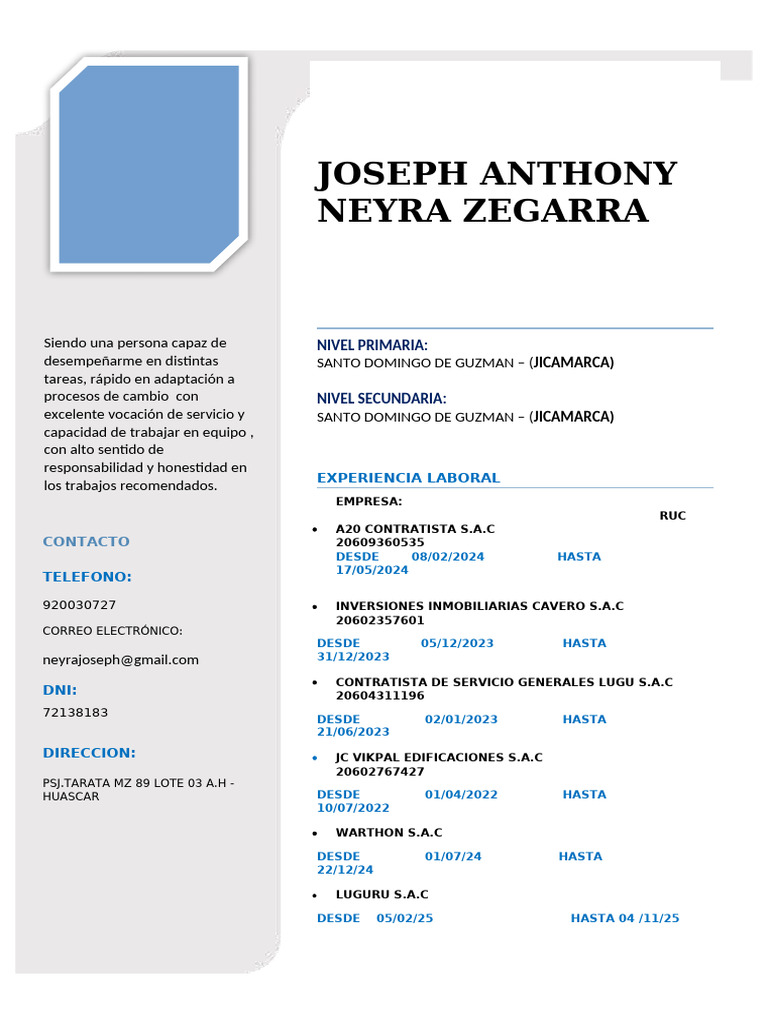 CV Joseph | PDF