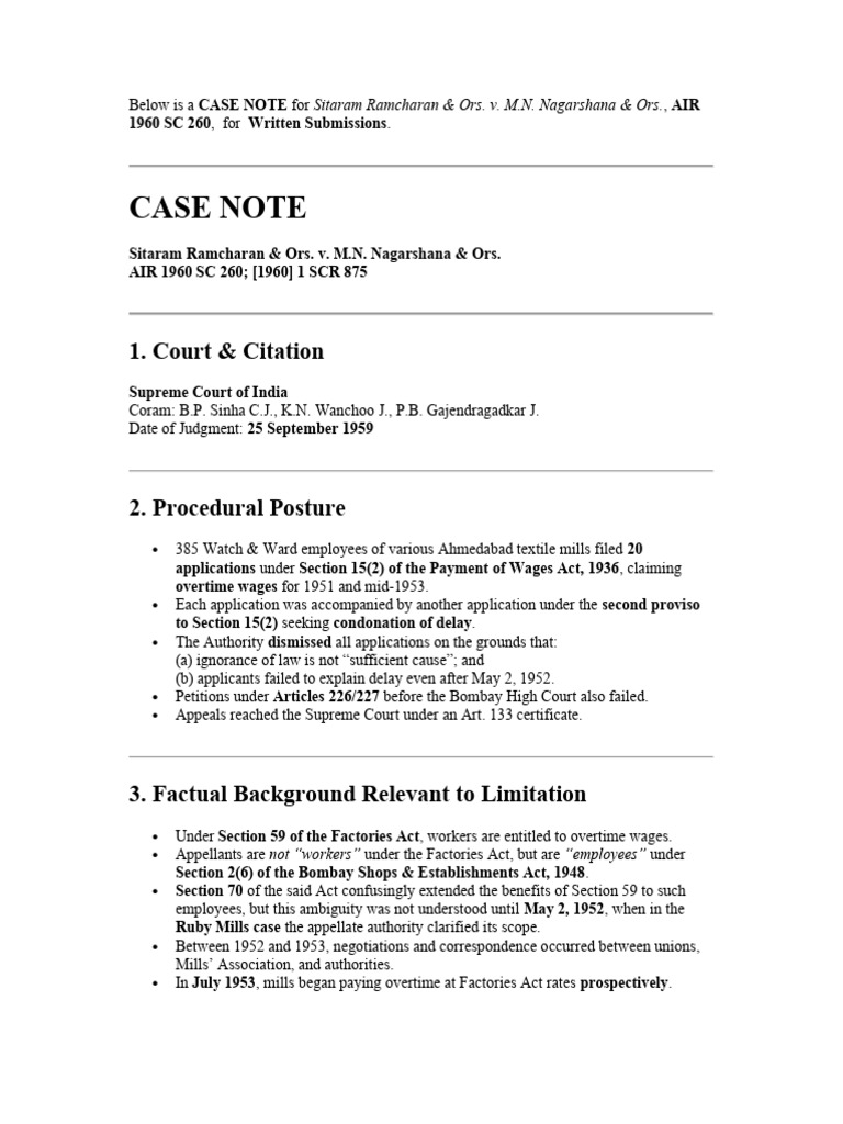 Supreme Court Case Note: Sitaram v. Nagarshana | PDF | Supreme Court Of ...