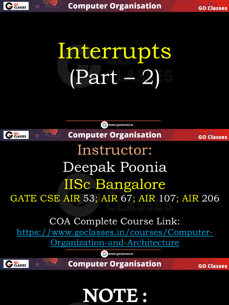 Lecture 3B - Handling Multiple Interrupts & GATE PYQs | PDF