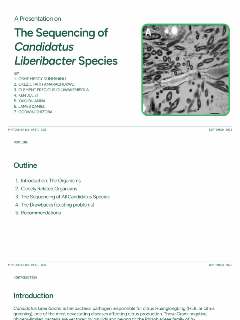 The Sequencing of Candidatus Liberibacter Species | PDF