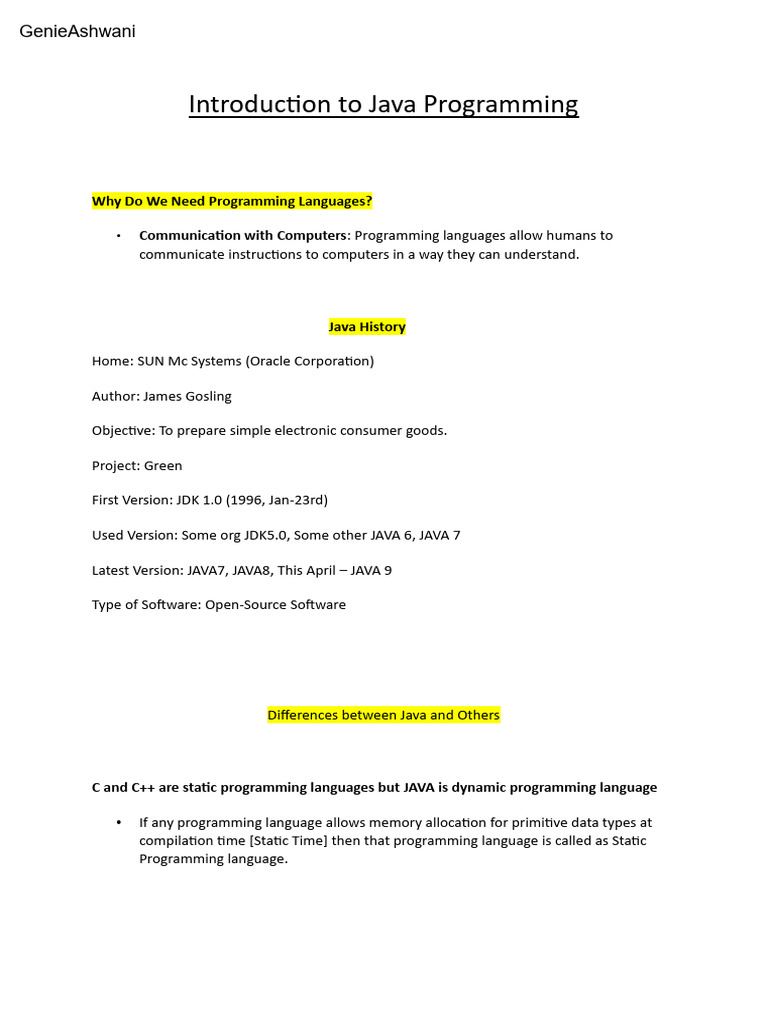 Introduction to Java Programming Basics | PDF | Java Virtual Machine ...