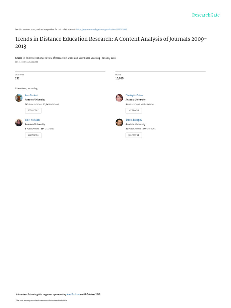 Trends in Distance Education Research | PDF | Educational Technology ...