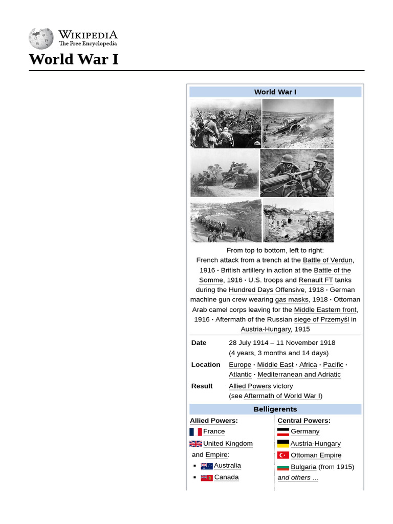 Overview of World War I Conflict | PDF | World War I | German Empire