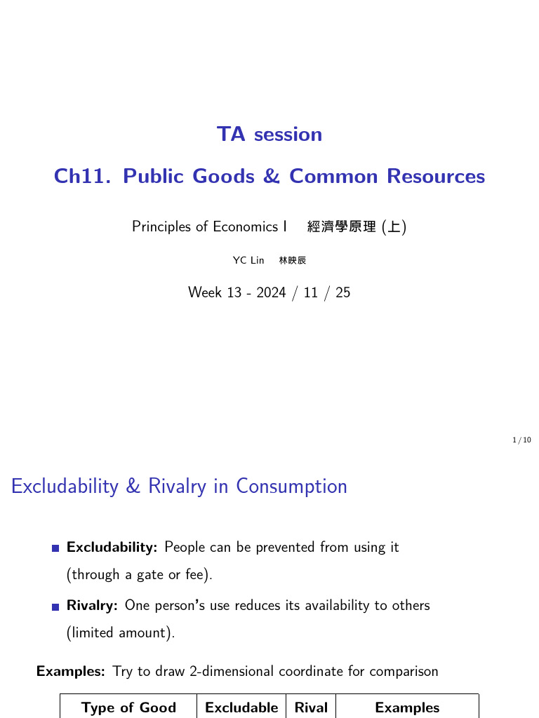 Public Goods and Common Resources Explained | PDF | Public Good | Goods