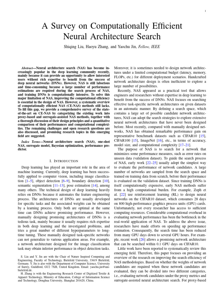 Efficient Neural Architecture Search Survey | PDF | Mathematical ...