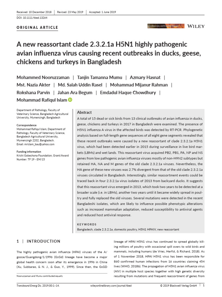 New H5N1 Reassortant Outbreaks in Bangladesh | PDF | Avian Influenza ...